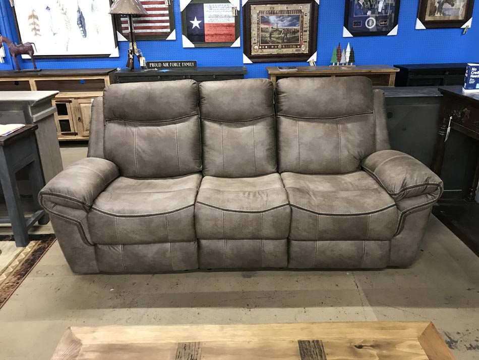 The beautiful & comortable Waylan reclining sofa in dove gray, available in Lubbock from Rustic Furniture Warehouse.