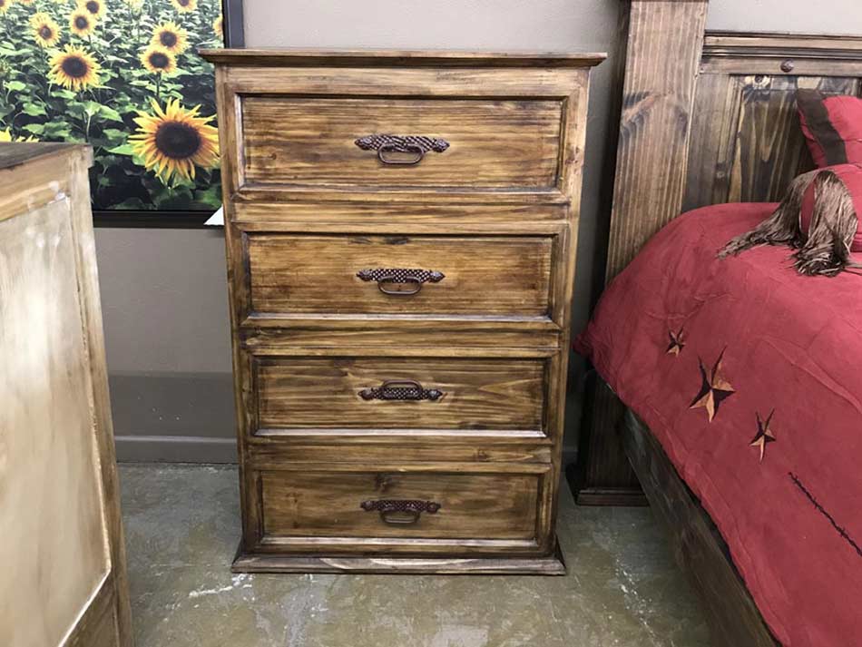 Distressed walnut chest of drawers from Rustic Furniture Warehouse in Lubbock.