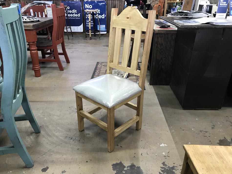 Side view of beautiful mission-style chair in light pine.