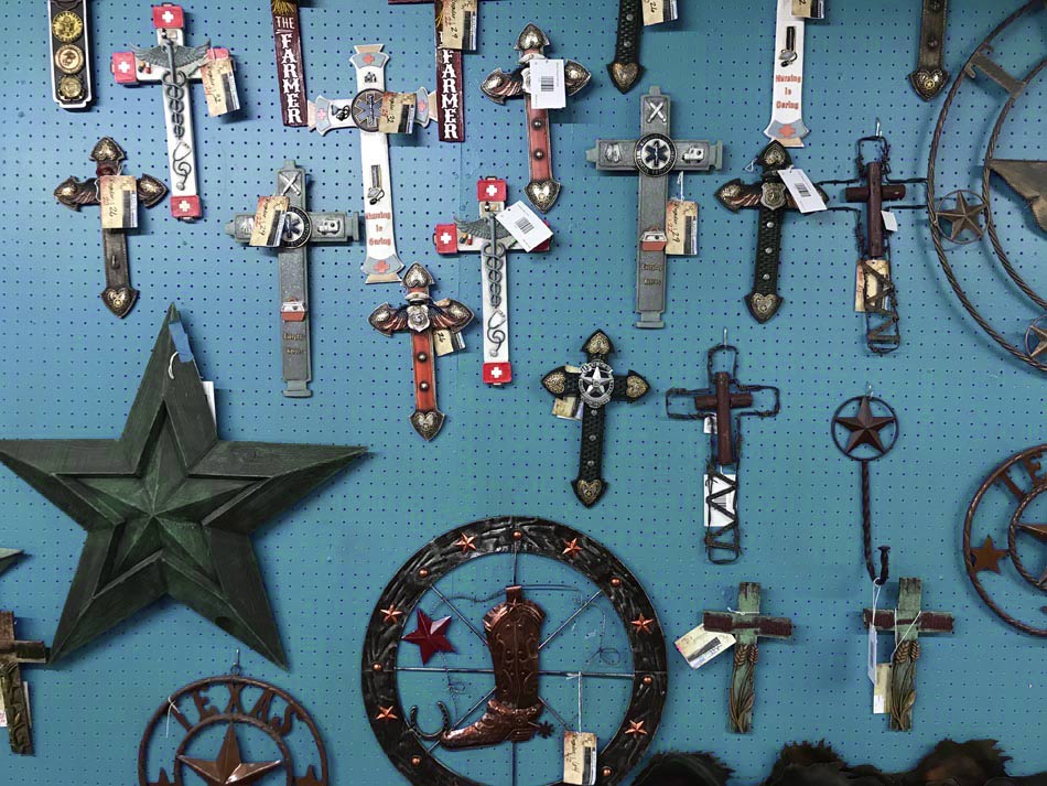 Sample Wall Art Collage, mainly crosses.