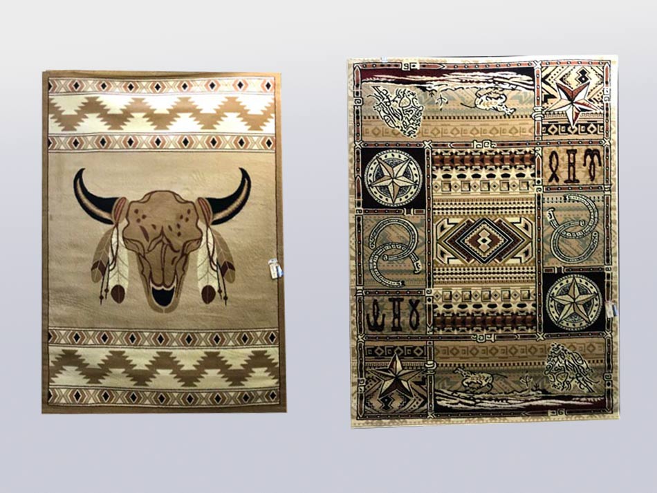 Beautiful area rugs, perfect to pair with rustic furniture, with a Southwest theme.