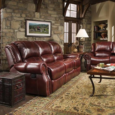 Beautiful living room set with leather-look durable covering.